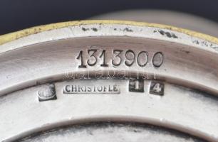 Christofle ecet-olaj tartó, ezüstözött alpakka csiszolt üveg, jelzett, hibátlan, m:24 cm