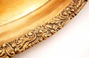 Nagyméretű gazdagon díszített füles tálca, réz, gravírozott, 71×45 cm