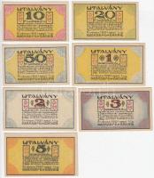 Székesfehérvár 1921. 10f + 20f + 50f + 1K + 2K + 3K + 5K "Légszeszgyár és Vegyiművek Részvénytá...