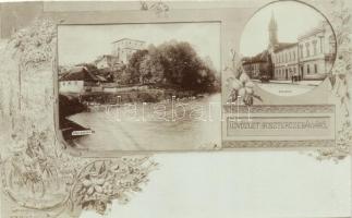 Besztercebánya, Régi bástya, kolostor; floral frame, photo (ferde szélek / slatn cut)