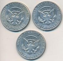 Amerikai Egyesült Államok 1967. 1/2$ Ag (2x) + 1968D 1/2$ Ag "Kennedy" T:2 USA 1967. 1/2 Dollar Ag (2x) + 1968D 1/2 Dollar Ag "Kennedy" C:XF