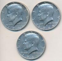 Amerikai Egyesült Államok 1967. 1/2$ Ag (2x) + 1968D 1/2$ Ag "Kennedy" T:2
USA 1967. 1/2 ...