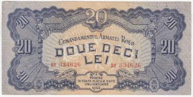 Románia / orosz megszállás 1944. 20L T:III 
Romania / Russian occupation 1944. 20 Lei C:F