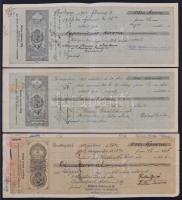 Budapest 1902-1905. 3db klf kitöltött váltó bélyegzésekkel T:III