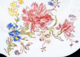 Óherendi mély tányér, kézzel festett, jelzett (korona szalaggal), apró máz lepattanásokkal, d:24 cm,...