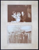 cca 1902 Ifjabb és idősebb Károsy Jenő (Miskolc) családja körében, 2 db feliratozott fénykép, közös kartonra ragasztva, 13x16 cm, karton 33x25 cm