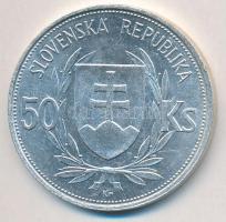 Szlovákia 1944. 50K Ag "Függetlenség 5. évfordulója" T:2,2- kis ph. Slovakia 1944. 50 Korun Ag "5th Anniversary of Independence" C:XF,VF small edge error