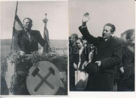 cca 1947 Rudas Miklós (MAFIRT) fotóriporter 13 db fényképe a bányász szakszervezet által szervezett politikai gyűlésről, pecséttel jelzett, 11,5x8,5 cm