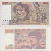 Franciaország 1990. 100Fr + 1997. 20Fr T:III France 1990. 100 Francs + 1997. 20 Francs C:F