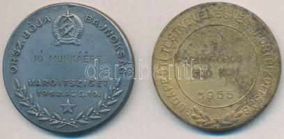 1952. "Országos Bója Bajnokság - Margitsziget 1952. Aug. 10." fém sportérem (40mm) + 1955....