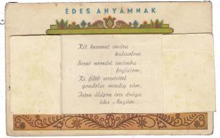 Édesanyámnak / Mother Day, Hungarian folklore, greeting, mechanical card s: Gyulai (fa)