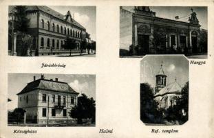 Halmi, Halmeu; Járásbíróság, Hangya Szövetkezet, Községháza, Református templom / Court, cooperative, church (EK)