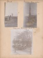 cca 1900 Erdélyi fotók, Temesváron, Kolozsváron készült fényképek kartonra ragasztva, feliratozva, egy különleges vasúti járgány is szerepel a képek között, 9 db kfl méretű fénykép, 3 db karton 22x17 cm