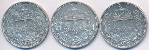 1912-1915. 1K Ag "Ferenc József" (3x) T:2-