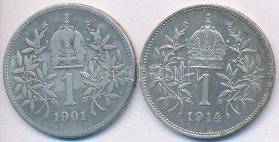 Ausztria 1901-1914. 1K Ag "Ferenc József" (2x) T:2,3
Austria 1901-1914. 1 Corona Ag &quot...