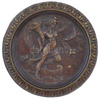 Aphrodité bronz plakett, jelzés nélkül, d:10,5 cm