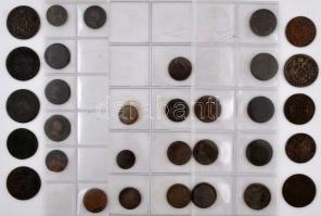 Vegyes: ~1700-1812. 32db vegyes magyar és osztrák rézdénár és krajcár, közte 1762K 1kr Cu "Mári...