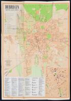 1958 Debrecen megyei jogú város térképe, tömegközlekedéssel, utcanevekkel, 47x33 cm