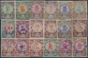 1944 előtti 18 klf Újpest R.T. város okmánybélyeg / 18 fiscal stamps of Újpest