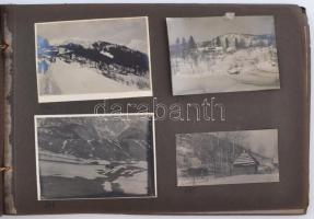 cca 1914-1918 Fotóalbum az I. világháborúból, 58 db fotóval, 6x4,5 és 14x9 cm közötti méretekben /
...