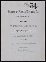 1894 Siemens-Halske Electric Co. of Amerika, Generators and Motors, London. Sok képpel illusztrált kiadvány. Kissé gyűrött oldalakkal. pp.:16, 26x20cm