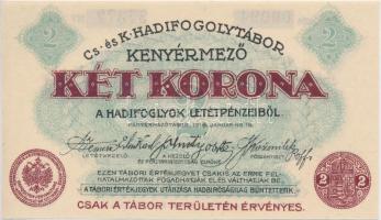 Kenyérmező / Hadifogolytábor 1916. január 15. 2K arab sorozat- és sorszámmal T:I Hungary / Kenyérmező (Campul Painii or Breadfield) / POW camp 15.01.1916. 2 Kronen with arabic serial number C:UNC Adamo HHK-1.7