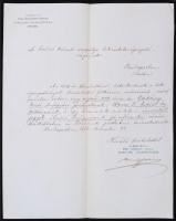 1878 Az Első cs. k. sz. Duna Gőzhajózási Társulat levele fejléces papíron a Budai Közúti Vaspálya igazgatóságához, 28x22cm
