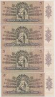 1939. 5P (4x) sorszámkövetők, gyári papírránccal T:I
Hungary 1939. 5 Pengő (4x) sequential serials,...