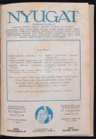 1921, 1925 A Nyugat című folyóirat két száma könyvbe kötve, benne Kosztolányi Dezső, Szerb Antal, Ba...