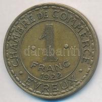 Franciaország / Evreux 1922. 1Fr sárgaréz T:2 France / Evreux 1922. 1 Francs Brass C:XF