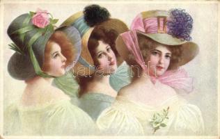 Ladies with hats, B.K.W.I. 328-4. (EK)