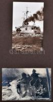 Kriegsmarine - szép, régi hadihajós képeslap album benne 30 db érdekes, német haditengerészettel kap...