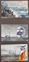 Kriegsmarine - szép, régi hadihajós képeslap album benne 30 db érdekes, német haditengerészettel kap...