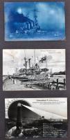 Kriegsmarine - szép, régi hadihajós képeslap album benne 30 db érdekes, német haditengerészettel kap...