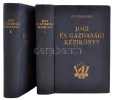 dr. Stiassny József: Jogi és gazdasági kézikönyv I.-II.. Bp.,  é.n. Székely nyomda. Aranyozott egészvászon kötésben, jó állapotban. Ritka! Szép állapotban