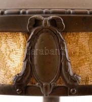 Antik asztali lámpa, nem működik, hiányzik néhány csavar, réz-vászon, apró horpadásokkal,  m:52 cm /...