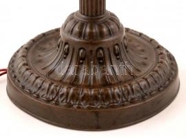 Antik asztali lámpa, nem működik, hiányzik néhány csavar, réz-vászon, apró horpadásokkal,  m:52 cm /...