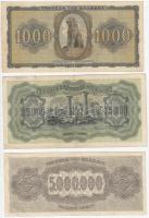 Görögország / Német megszállás 1942. 1000D + 1943. 25.000D + 1944. 5.000.000D T:III
Greece / German...
