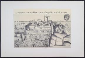 1973 Régi budai és pesti látképek. 17 fekete-fehér és 7 színes metszet és vízfestmény reprodukció na...