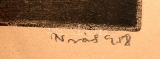 Novák András (1936-): Akt. Rézkarc, papír, jelzett, üvegezett keretben, 50×74 cm