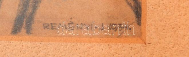 Reményi József (1887-1977): Budai házak 1934. Ceruza, papír (foltos), jelzett, üvegezett keretben, 2...