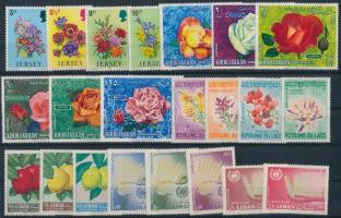 Plants, flowers 1962-1974 10 sets + 6 individual values, Növény, virág motívum 1962-1974 10 klf sor + 6 klf önálló érték 2 db stecklapon