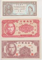 Kína / Hainan Bank 1949. 2c + 5c + Hongkong 1971-1981. 1c T:I,I- China / Hainan Bank 1949. 2 Cents + 5 Cents + Hong Kong 1971-1981. 1 Cent C:UNC,AU