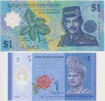 Vegyes: Brunei 2007. 1$ + Malajzia 2012. 1R T:I Mixed: Brunei 2007. 1 Dollar + Malaysia 2012. 1 Ringgit C:UNC