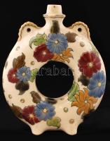 cca 1880 Zsolnay díszkulacs, festett mázas porcelánfajansz, jelzett (TJM), hibátlan, dugó nélkül / A...