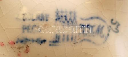 cca 1880 Zsolnay díszkulacs, festett mázas porcelánfajansz, jelzett (TJM), hibátlan, dugó nélkül / A...