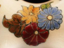 cca 1880 Zsolnay díszkulacs, festett mázas porcelánfajansz, jelzett (TJM), hibátlan, dugó nélkül / A...