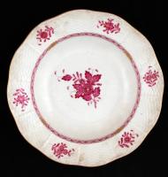 Herendi Apponyi mintás mély tányér, kézzel festett, jelzett, kopott, d:23 cm