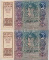 1914. 50K (3x) sorszámkövetők T:I-,II
Hungary 1914. 50 Korona (3x) sequenteial serials C:AU,XF
Ada...