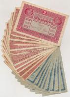 20db-os vegyes magyar korona bankjegy tétel (1 és 2 koronás bankjegyek) T:vegyes